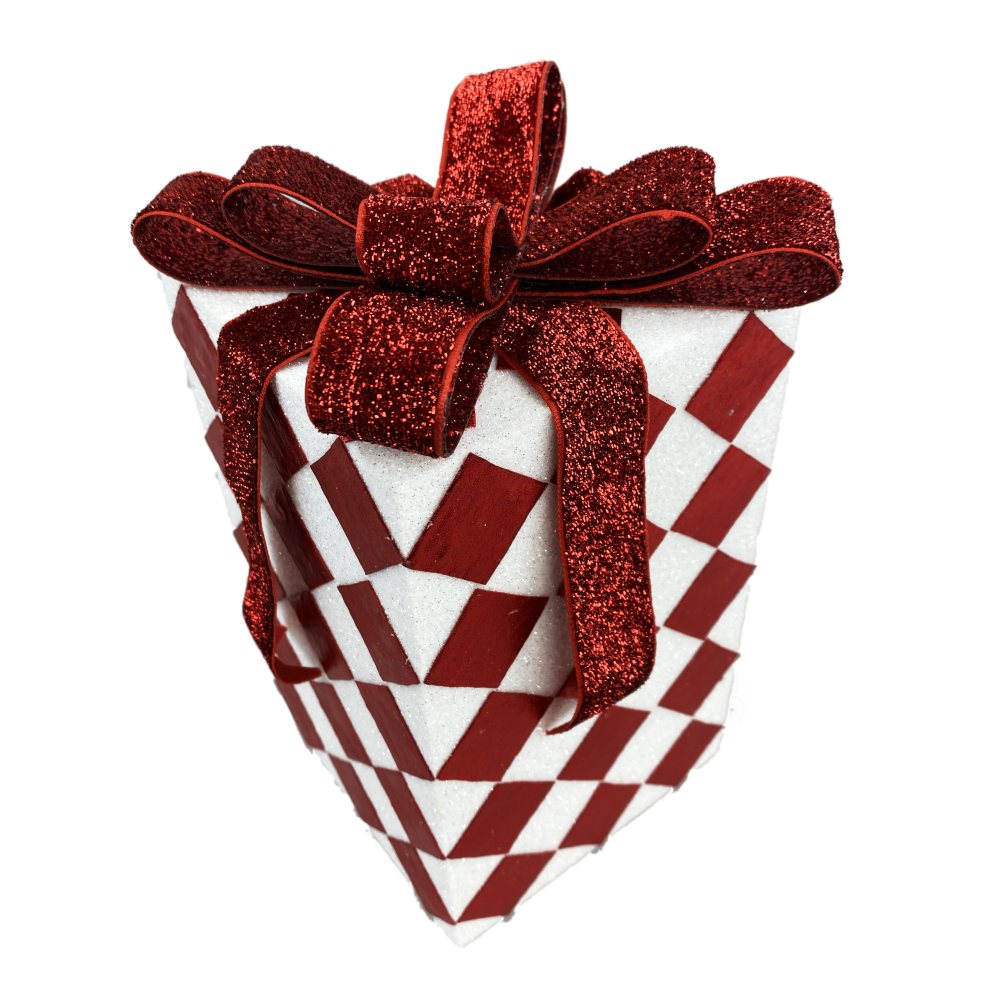 Harlequin Gift Box: Red/White, 9"