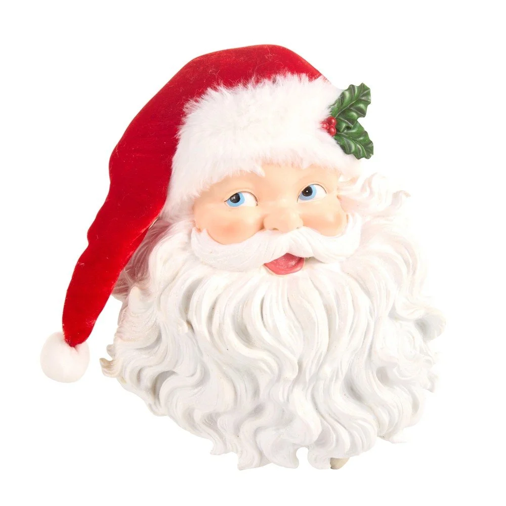 RAZ Jolly Santa Face Wall Art: Red, 10"