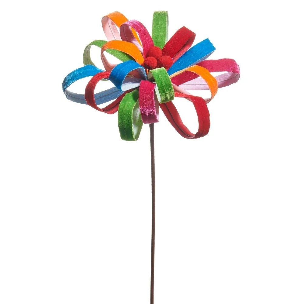 RAZ Bright Loop Flower Stem: Multicolor, 22"