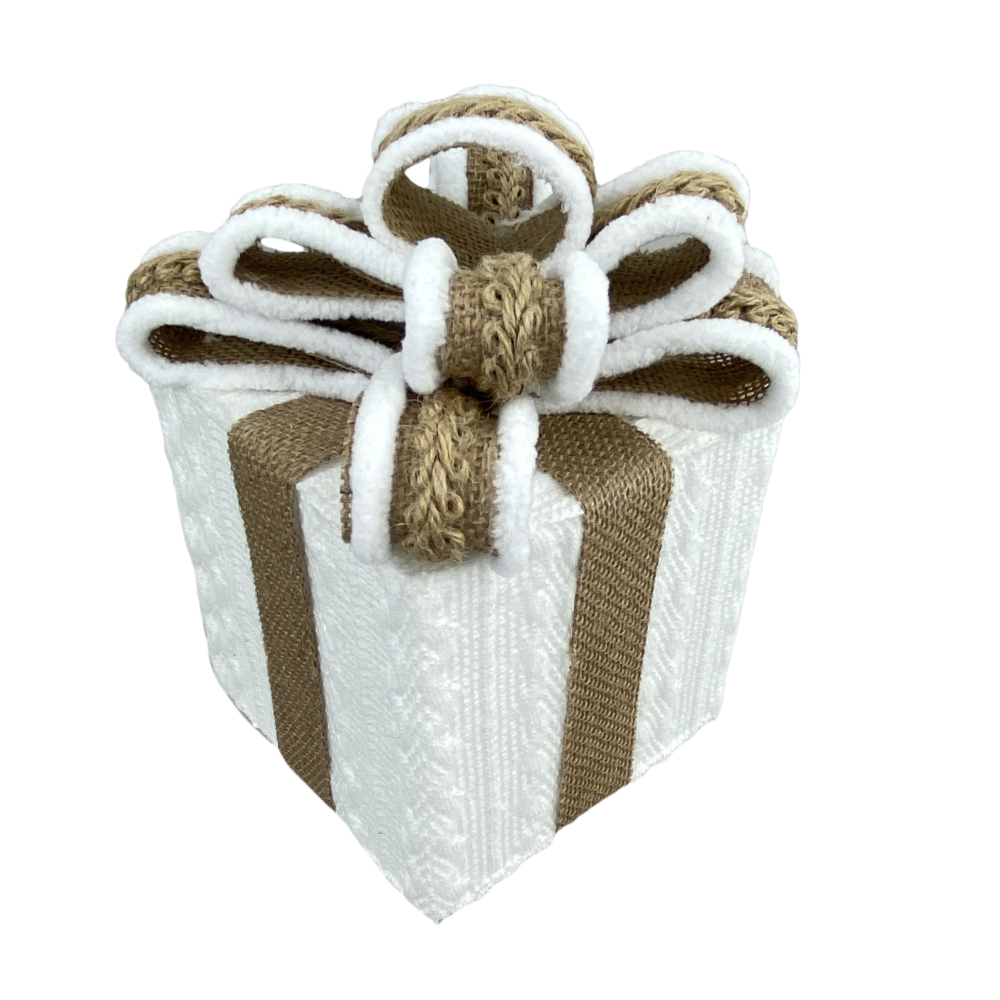 Knit Gift Box Ornament, 7"
