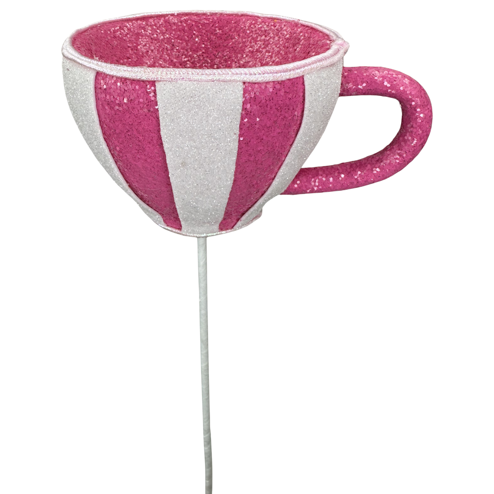Stripe Tea Cup Pick: Pink, 16"