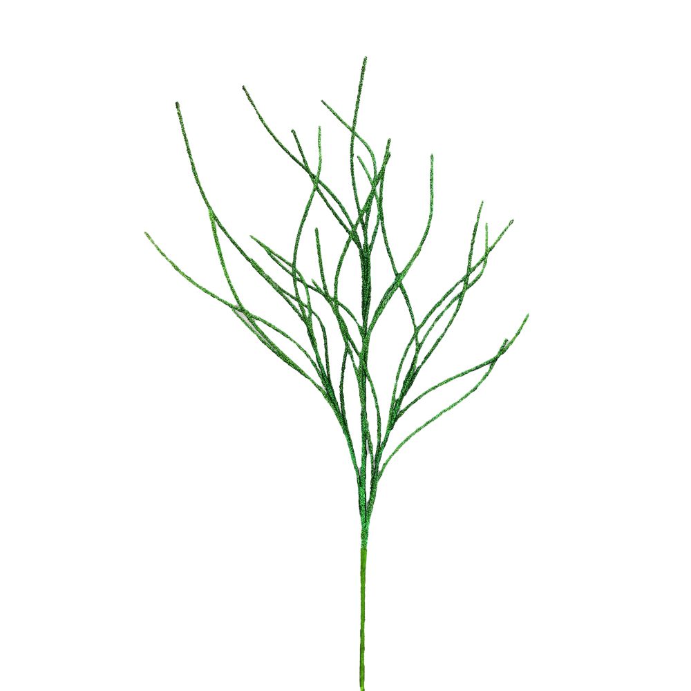 Glitter Twig Spray: Green, 30"