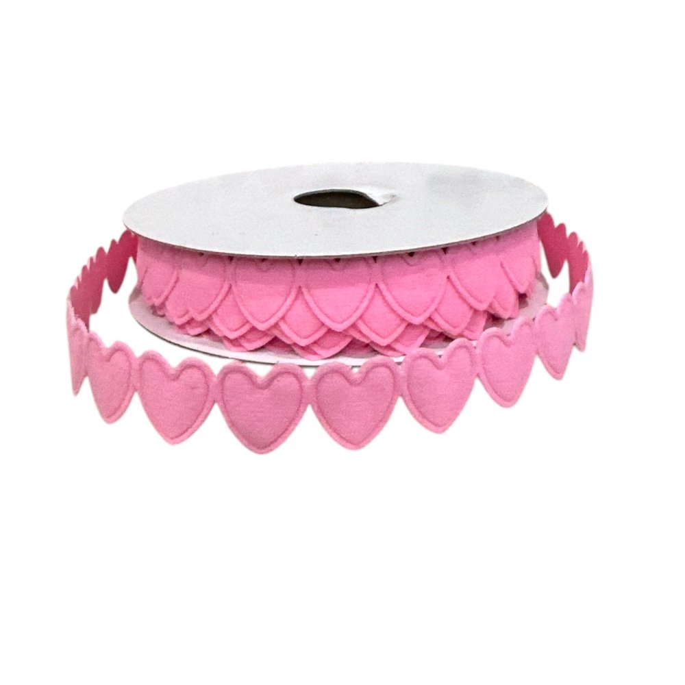Velvet Cut-Out Hearts: Pink, .5"