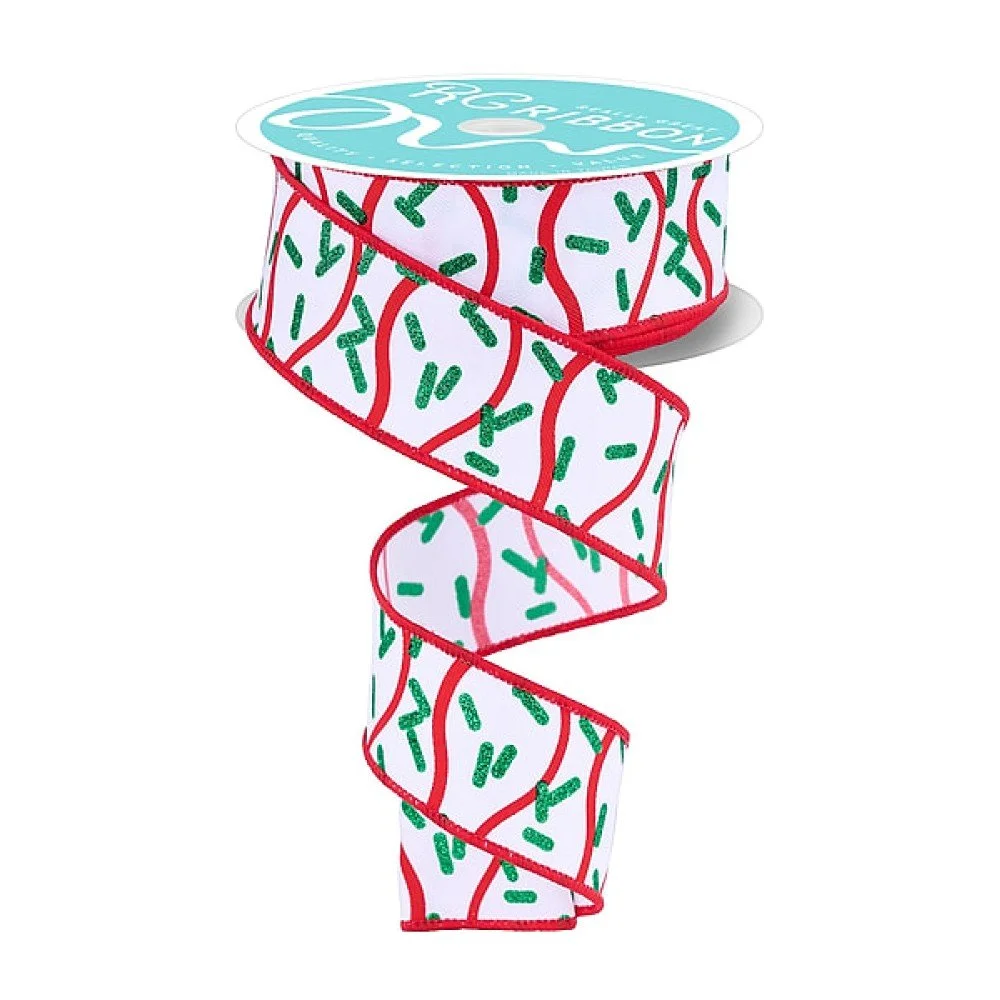 Christmas Tree Wavy Stripe Ribbon, 1.5"
