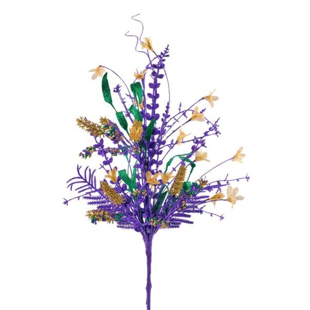 Glitter Flower/Eva Leaf/Beads Spray, 24"