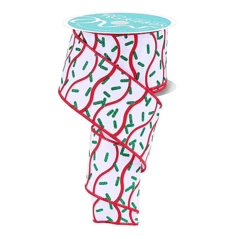 Christmas Tree Wavy Stripe Ribbon, 2.5"