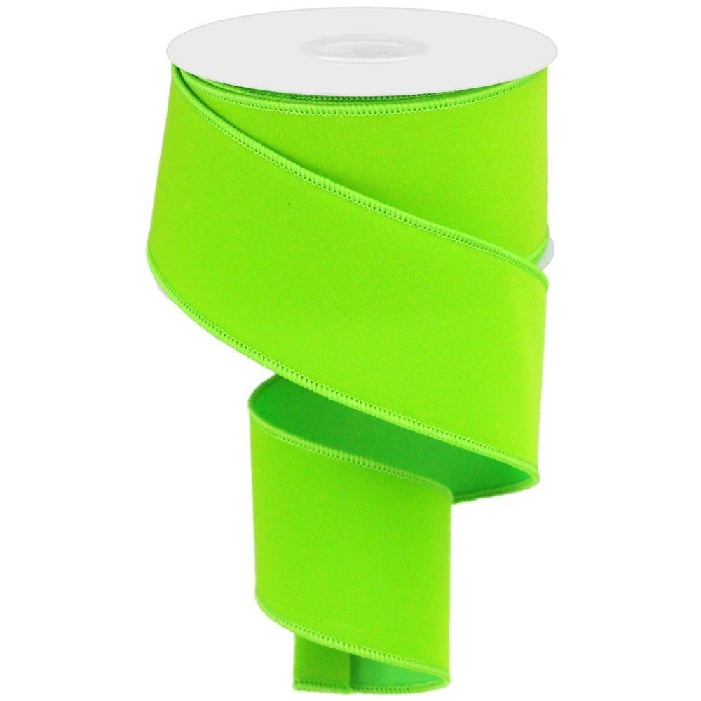 Indoor Velvet Ribbon: Lime, 2.5"