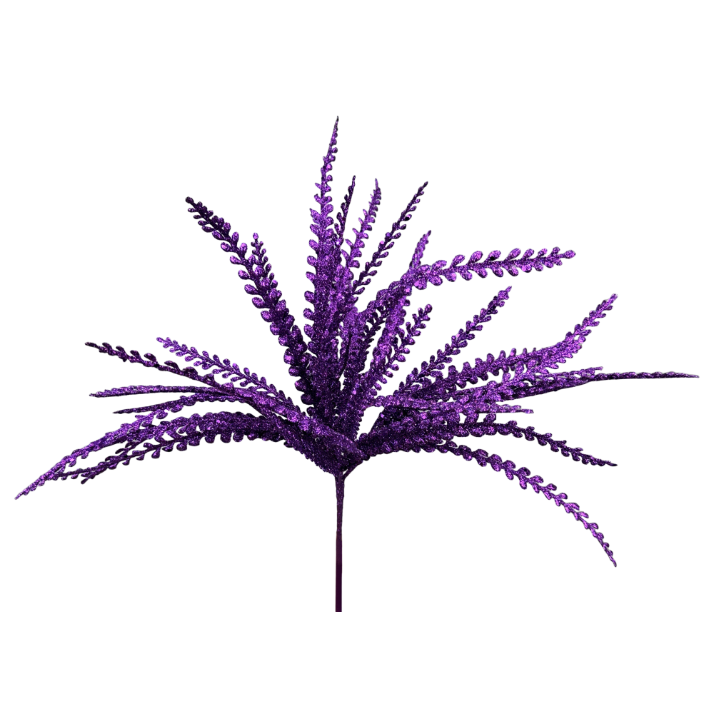 Glitter Plastic Leaves Bush: Purple, 16"