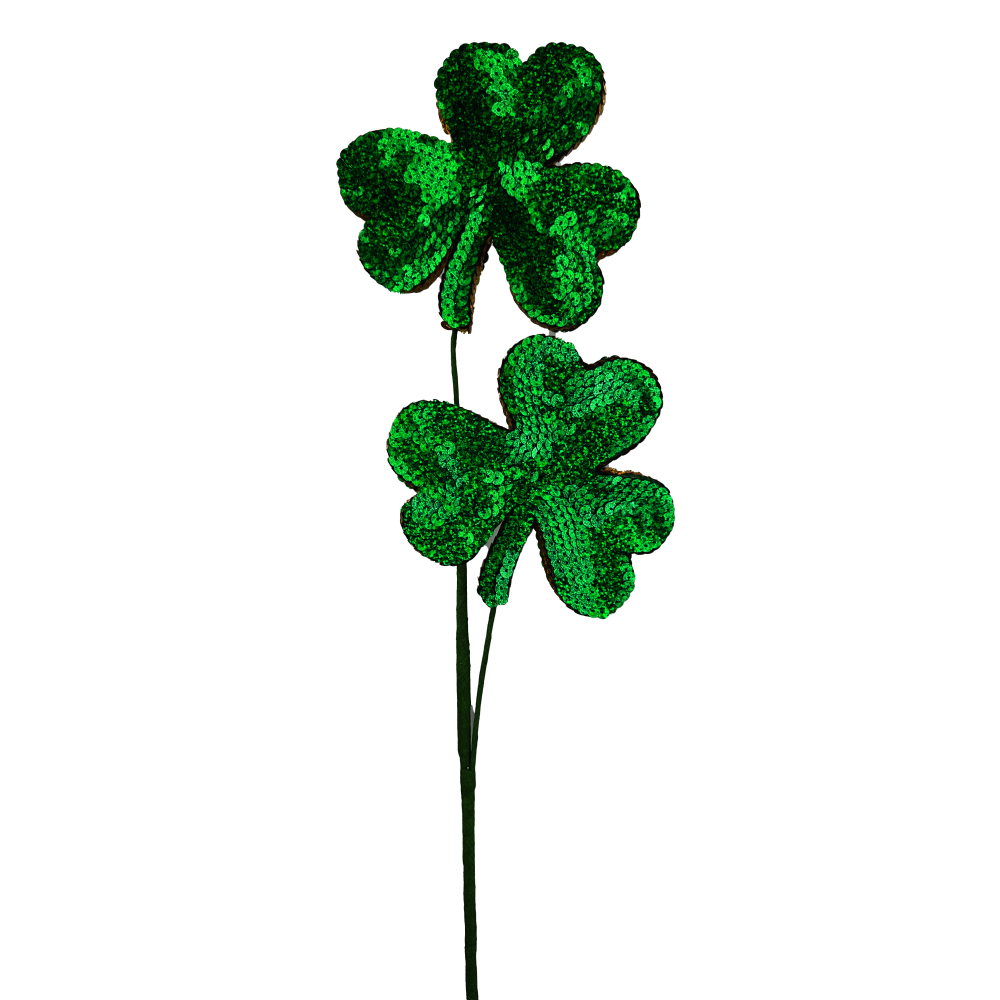 Sequin Shamrock Spray: Green/Gold, 26"