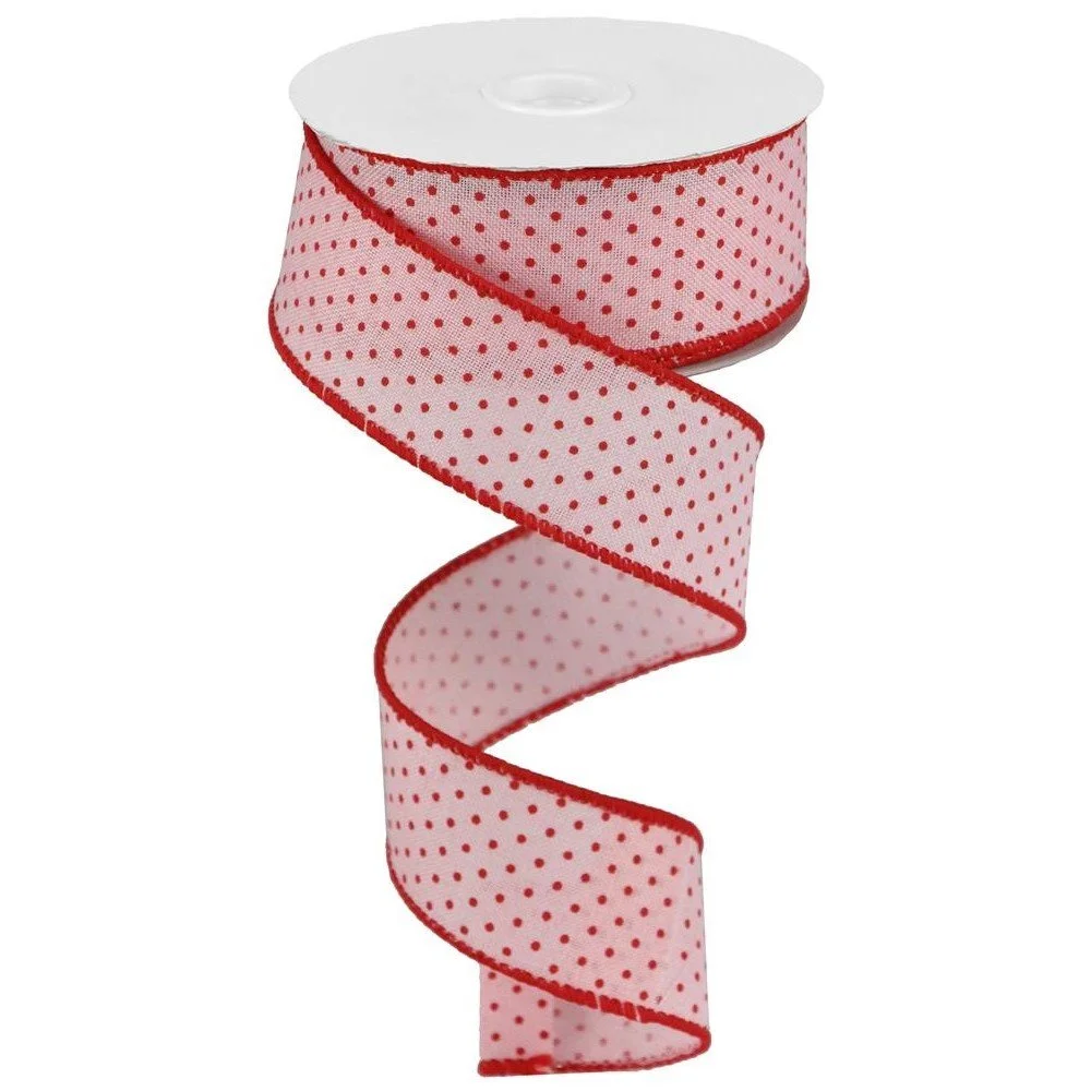 Swiss Dots on Burlap: Pink/Red, 1.5”