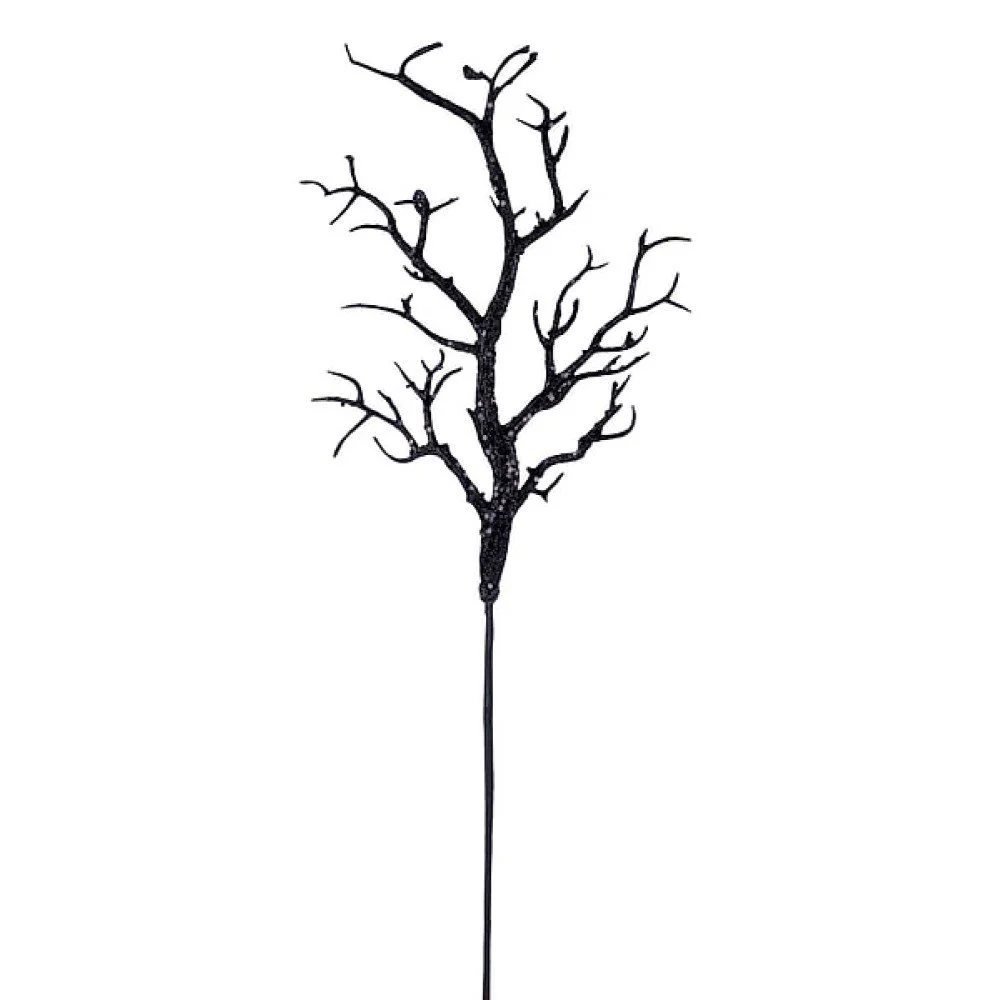 Glitter Branch Spray: Black, 21"