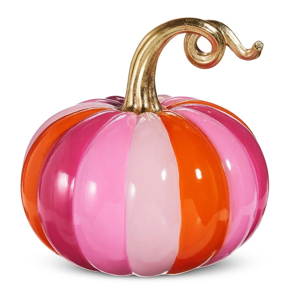 RAZ Stripe Pumpkin: Pink/Orange, 10.5"