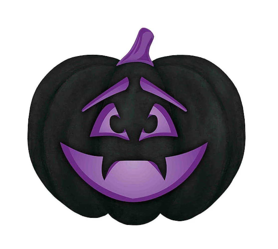 Embossed Jack O' Lantern Sign: Black/Purple, 12"