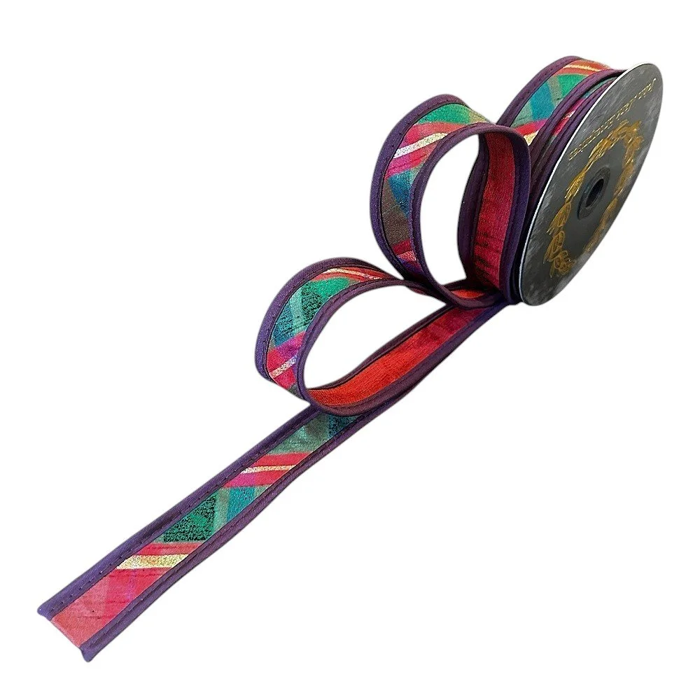 Metallic Dupion Plaid Gold Accent, 1"