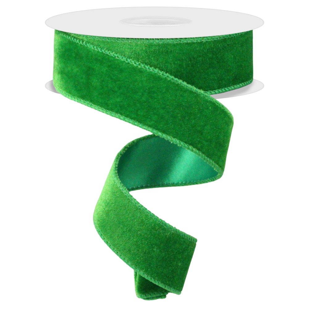 Deluxe Velvet/Satin Backing: Emerald, 1.5"