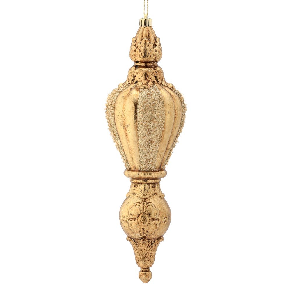 Antique Glitter Finial Ornament: Box of 3, 12"