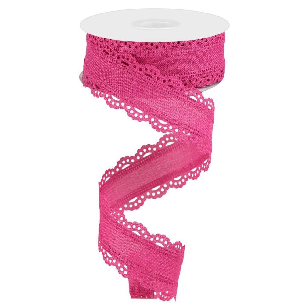 Scalloped Edge Royal Burlap: Fuchsia, 1.5"