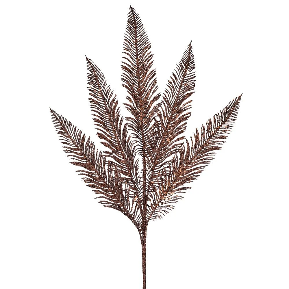 Glitter Sequin Fern Spray: Brown, 32"