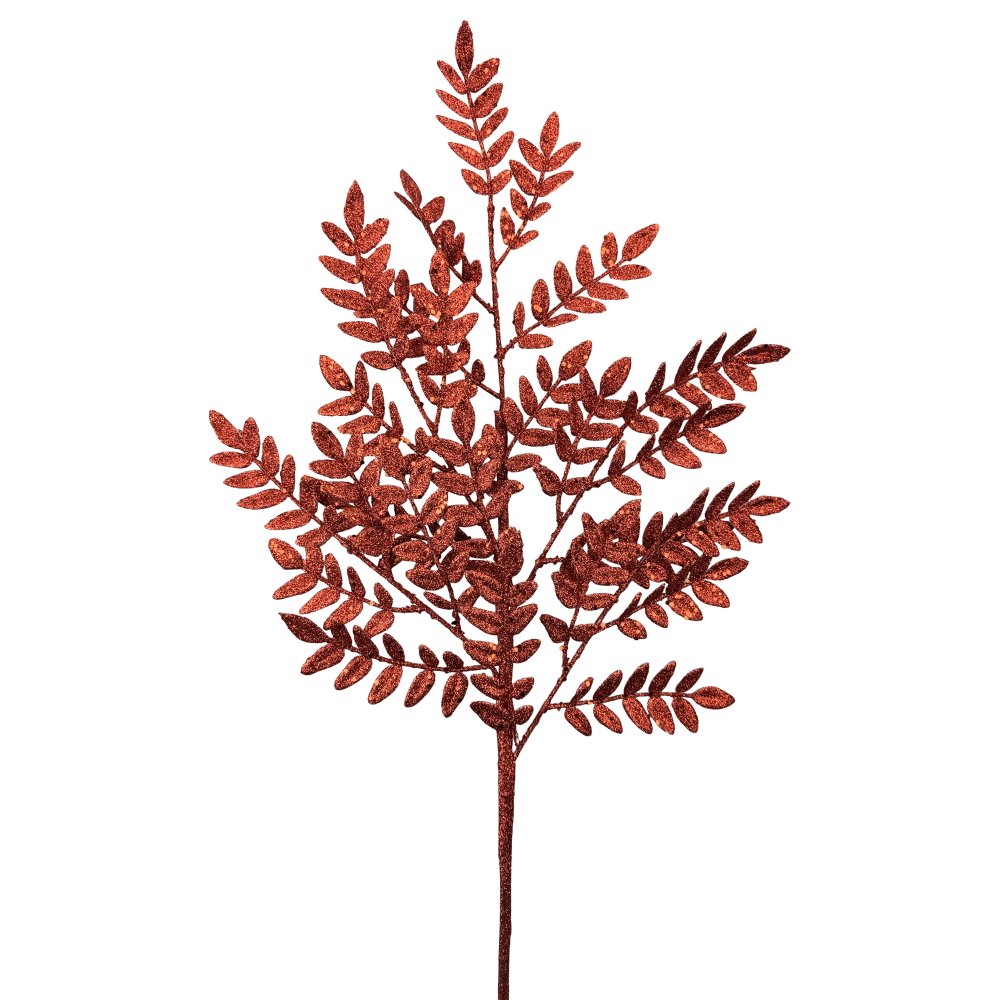 Glitter Fern Spray: Red, 28"
