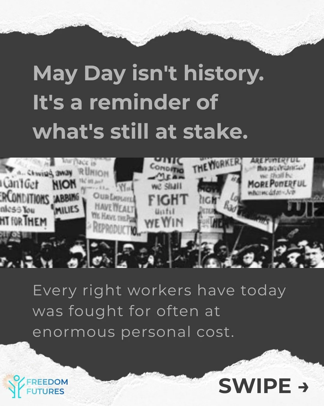 May 1st belongs to workers. 

International Workers&rsquo; Day isn&rsquo;t just a date on the calendar &mdash; it&rsquo;s a testament to what happens when people organize around their shared humanity and demand better.

At Freedom Futures, we believe