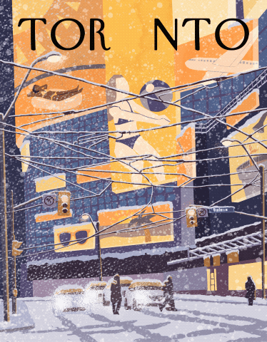 Animated Magazine Cover Sample (for The New Yorker) of City Life in Toronto