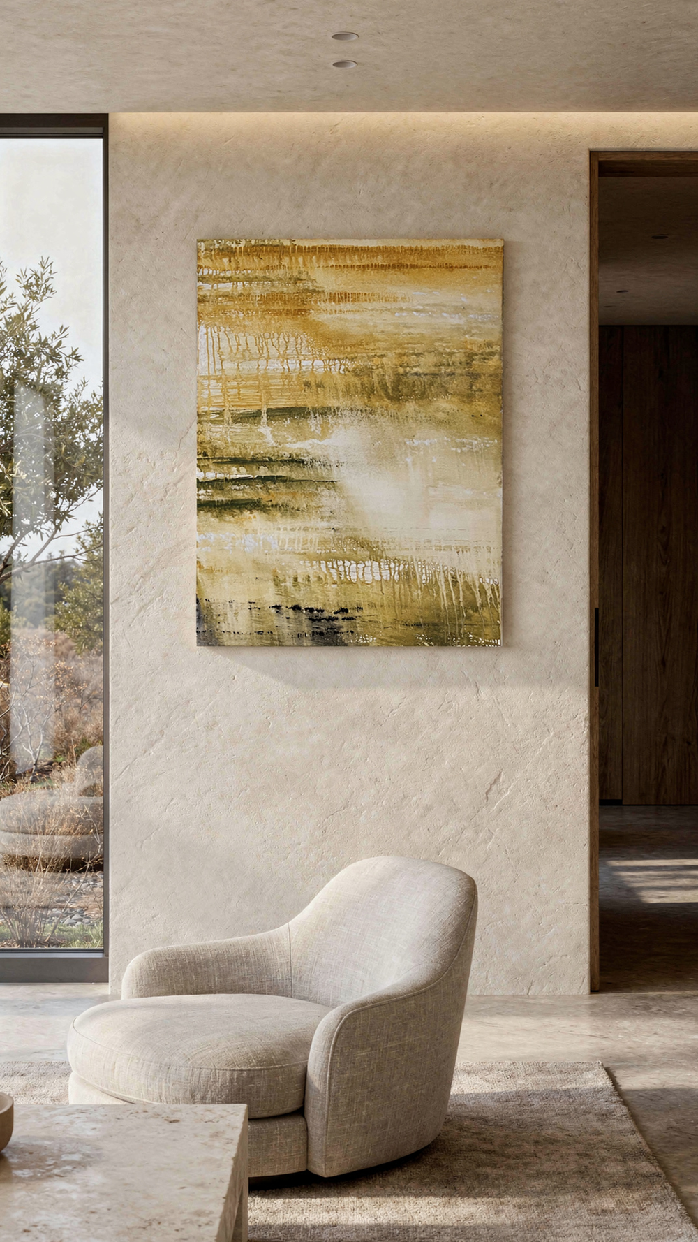 The Quiet Beyond by Shanly Simpson, shown in an interior setting.
