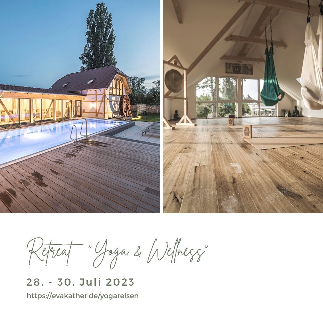 Retreat &bdquo;Yoga &amp; Wellness&ldquo; vom 28. bis 30. Juli 2023. Hast du Lust auf eine kleine Auszeit direkt zu Beginn der Sommerferien? Eine Pause vom Alltag nur f&uuml;r dich oder auch mit einer lieben Freundin? Dann komme sehr gerne mit ins We