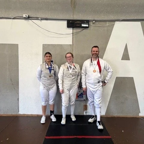 Congrats to the awesome saber and foil fencers who competed in January's in-house tournament!

Mixed Foil: 1st place, Maya Kurth and 2nd place, Ethan Ashby

Y-12 Saber: 2nd place, Luke Smith, 3rd place Owen Doxey and Sasha Leaming

E and Under Mixed 