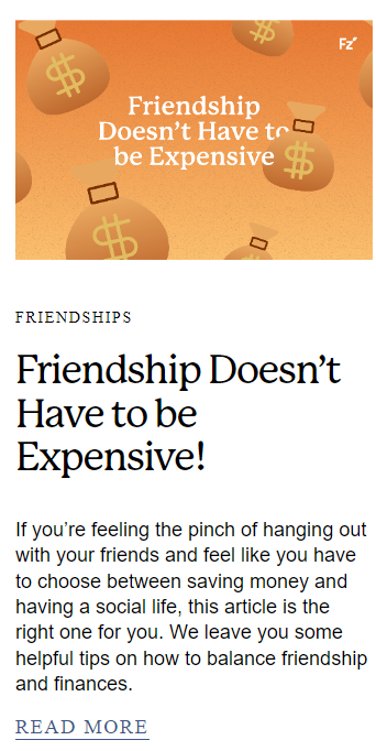 Friendship doesn't have to be expensive
