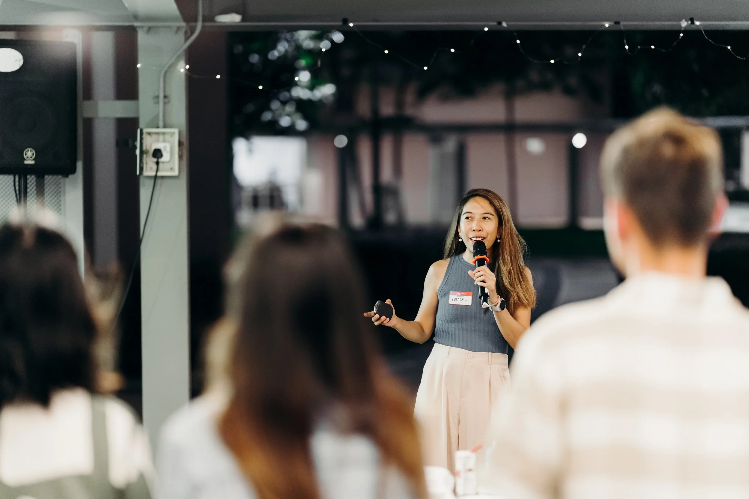 Grace hosting a Friendzone event in Bedok.JPG