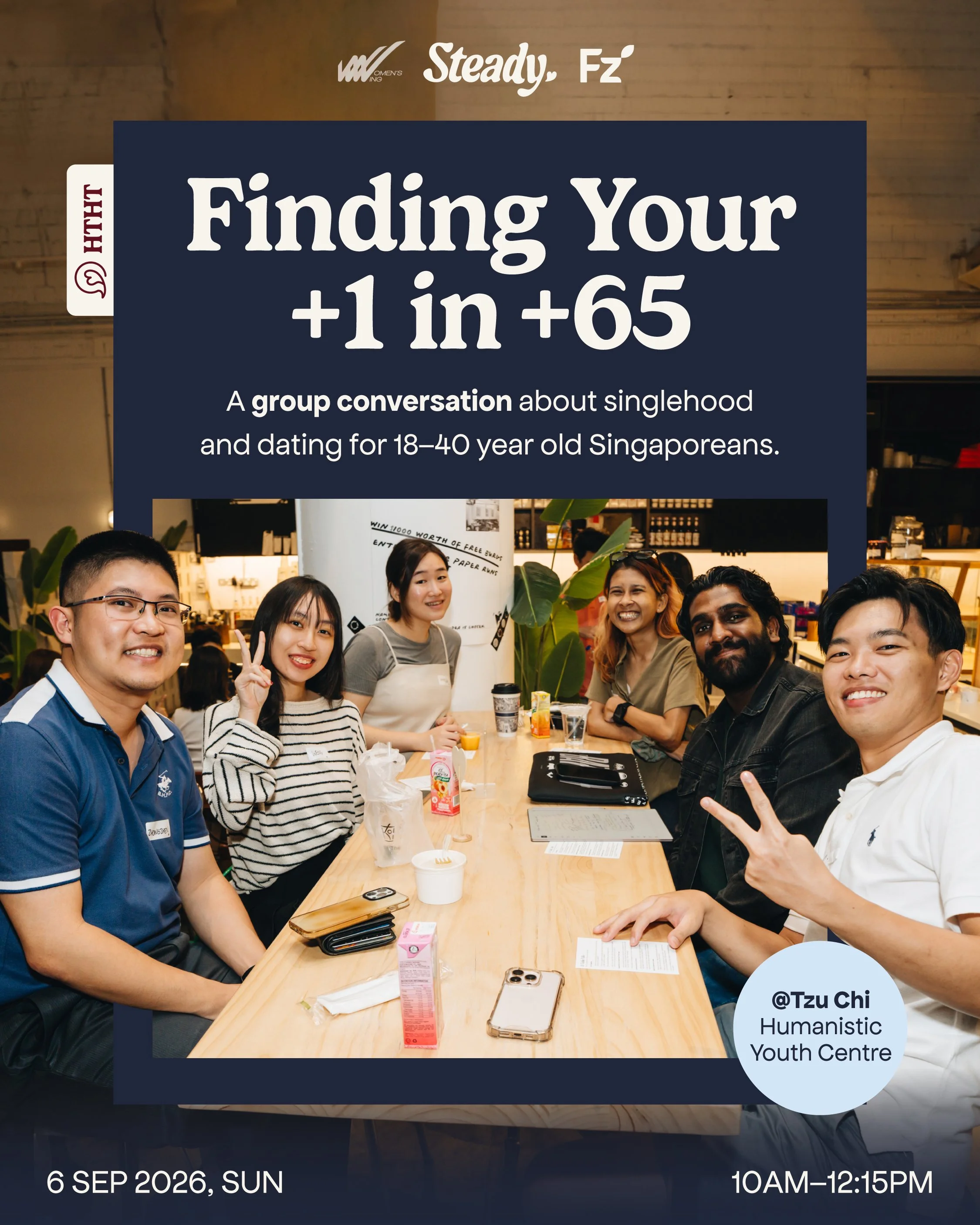 Infographic about Friendzone's upcoming event, Finding Your +1 in +65