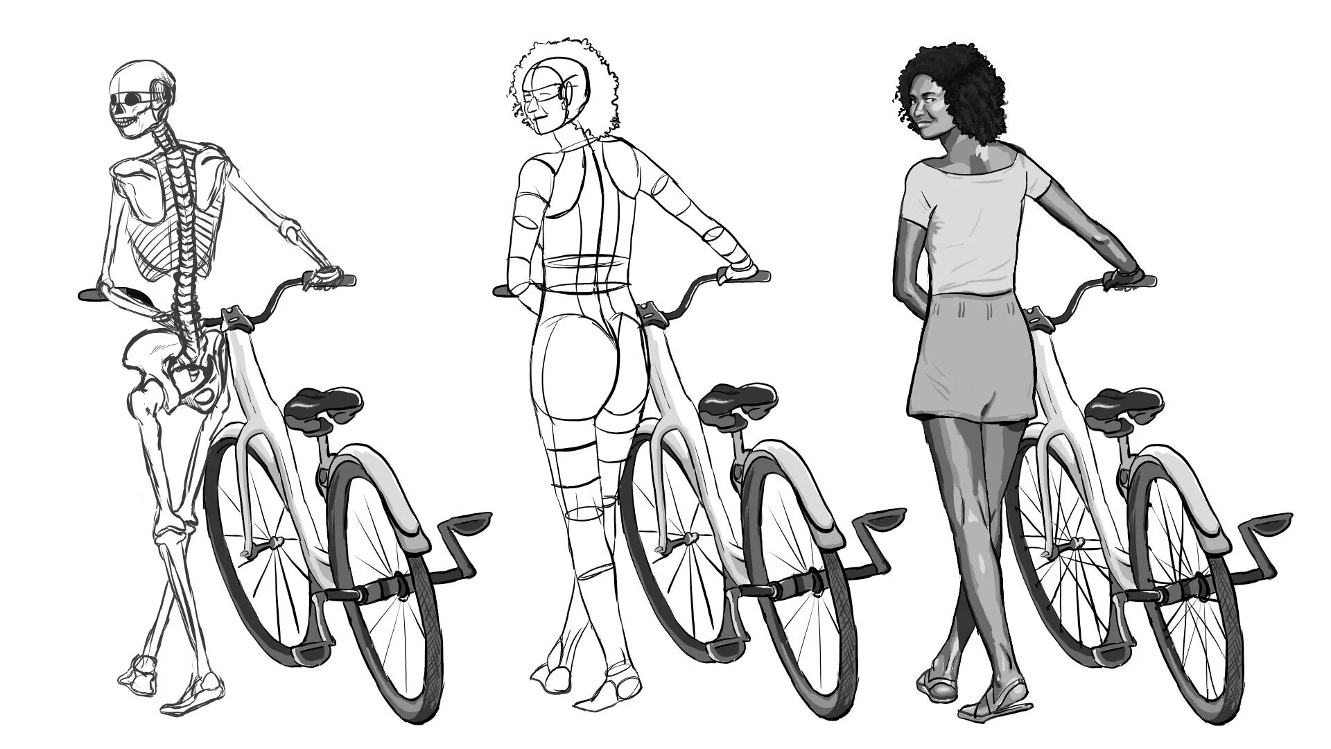 Girl With Bike Figure Study