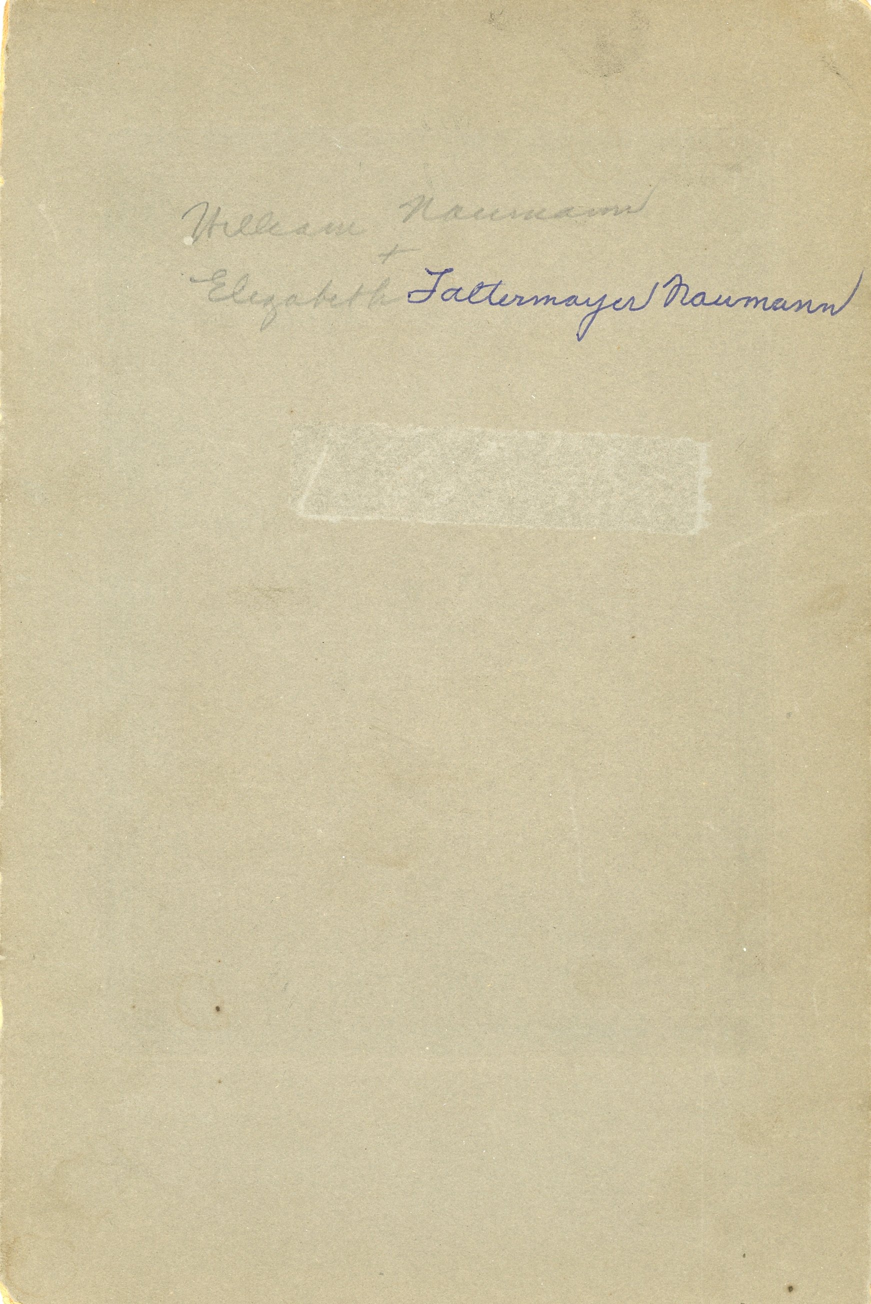 Page with handwritten names "William Naumann" and "Elizabeth Tatlrmayer Naumann."