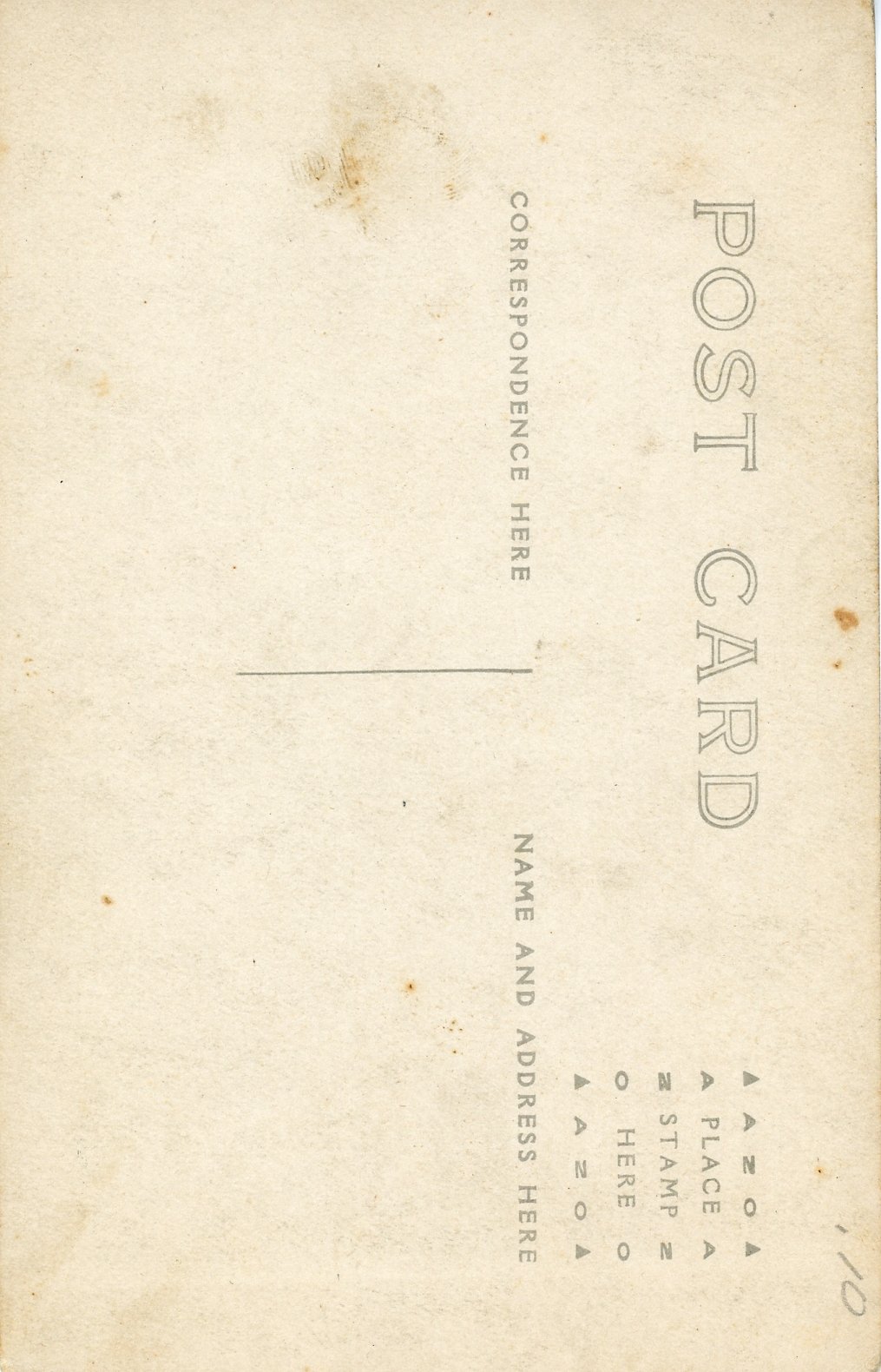 vintage postcard back with areas for address and correspondence, labeled 'POST CARD'