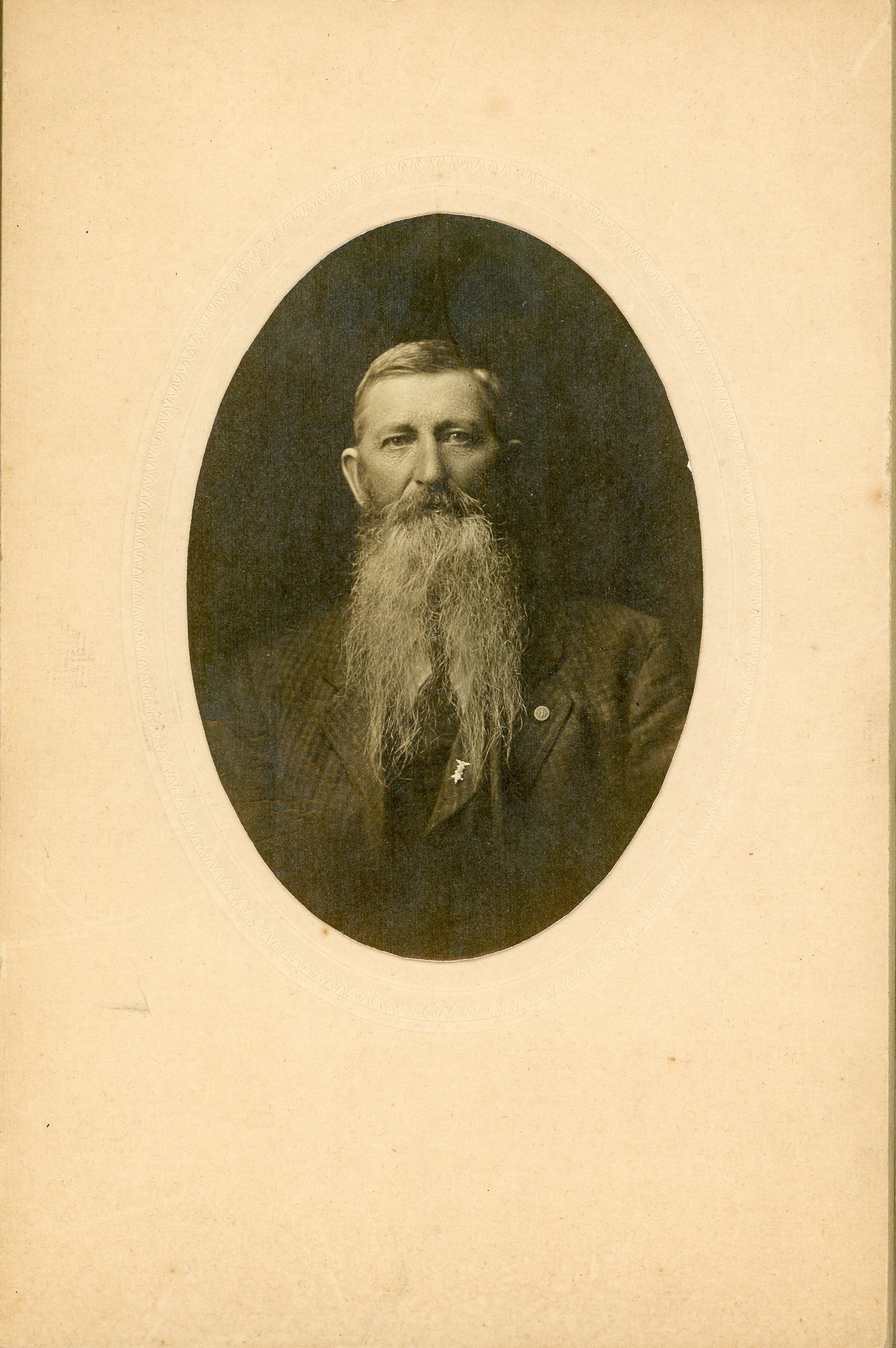 Vintage portrait of a bearded man in an oval frame