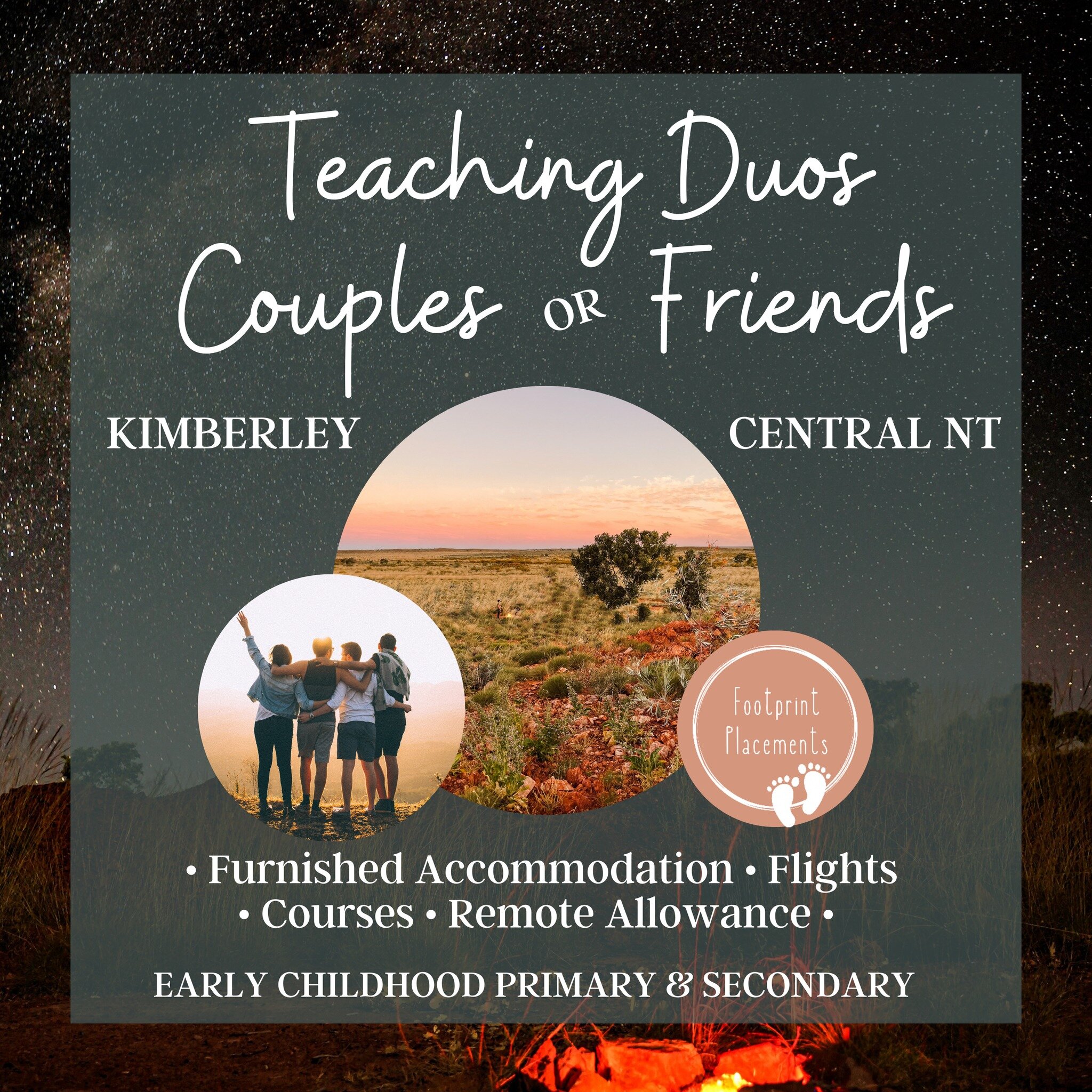 Are you considering heading remote with a teaching buddy?
Exciting opportunities await in Central Australia and the Kimberley, where our schools are eager to connect with you! We have a variety of positions, including early years, primary, and second