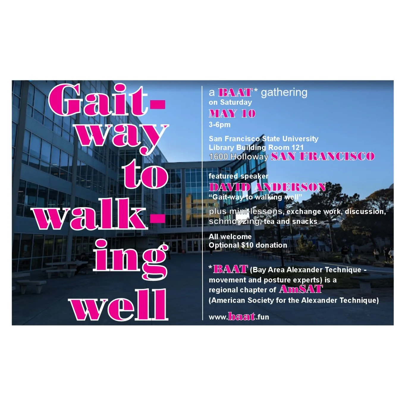 Gait-way to walking well: a gathering of the Bay Area Alexander Teachers