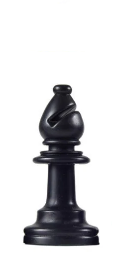 A black pawn chess piece on a white background.