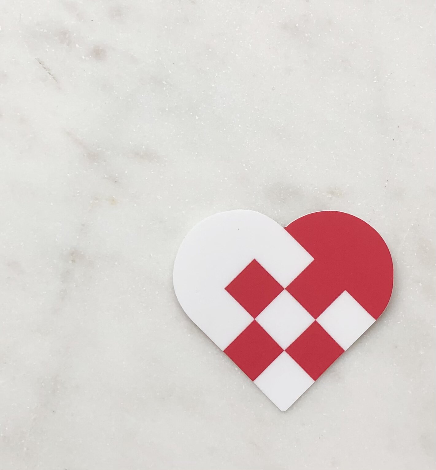 Scandinavian Woven Heart Sticker Cute Vinyl Red