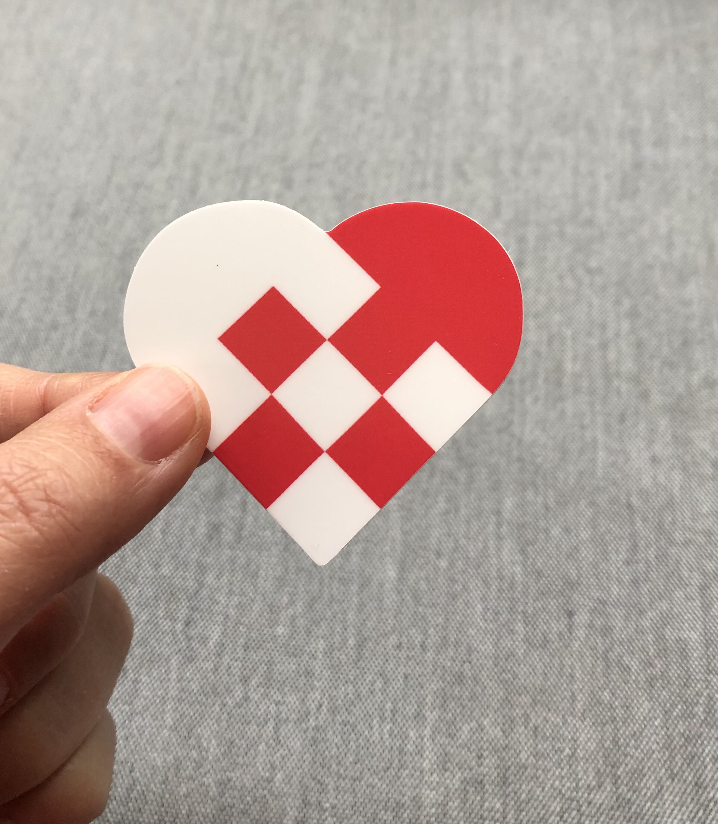Scandinavian Woven Heart Sticker Cute Vinyl Red