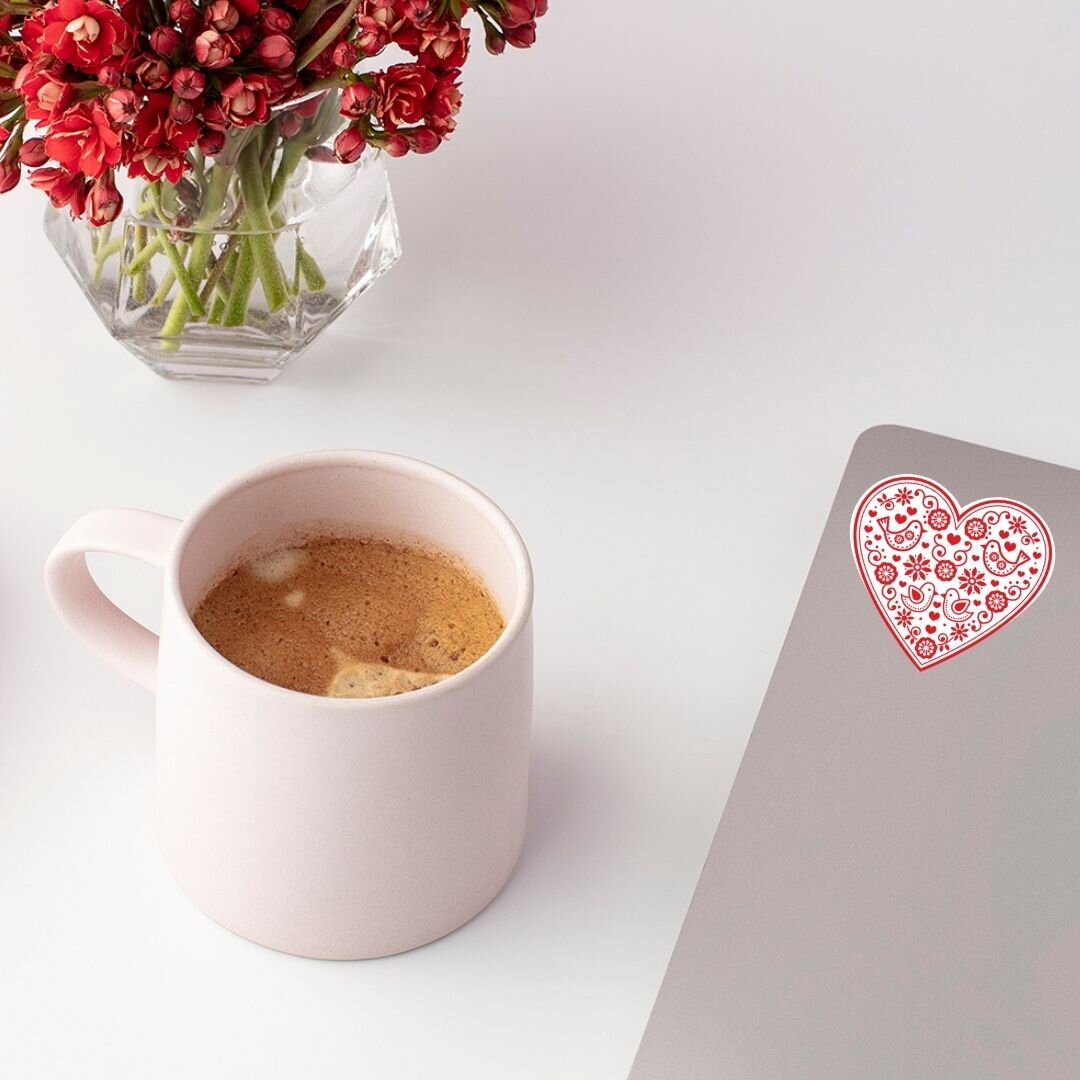 Rosemaling Heart Sticker Red on Computer.jpg