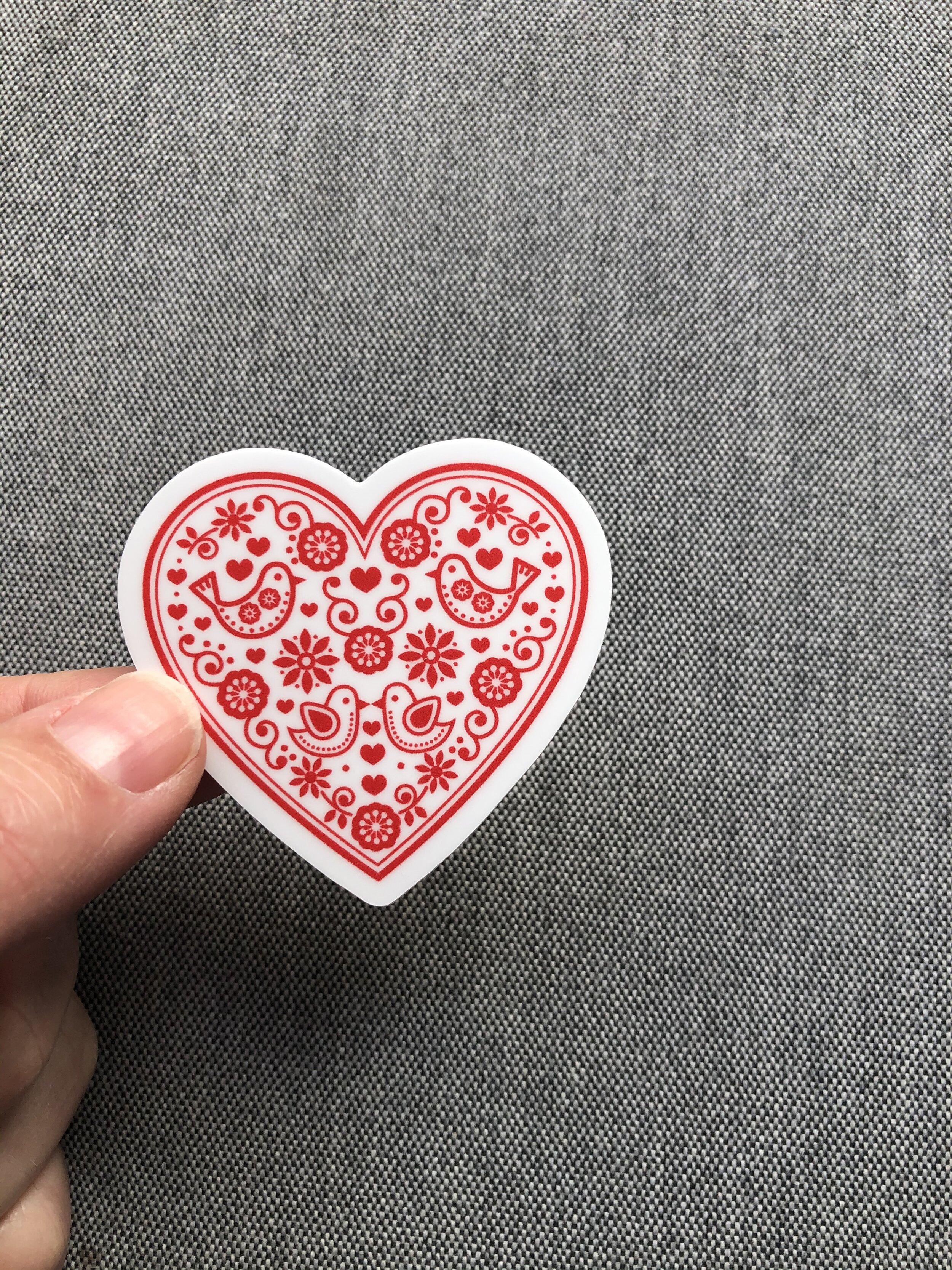 Rosemaling Heart Red Scandinavian Cute Vinyl Sticker Home Computer