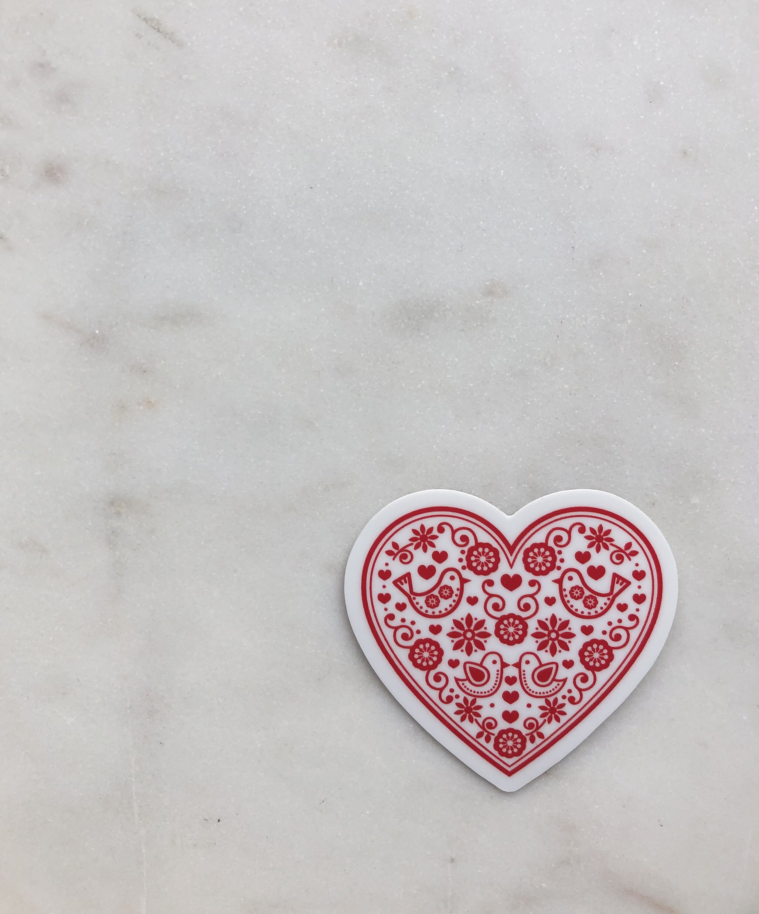 Rosemaling Heart Red Scandinavian Cute Vinyl Sticker Home Computer