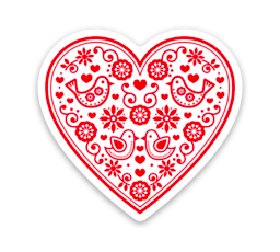 Rosemaling Heart Red Scandinavian Cute Vinyl Sticker Home Computer
