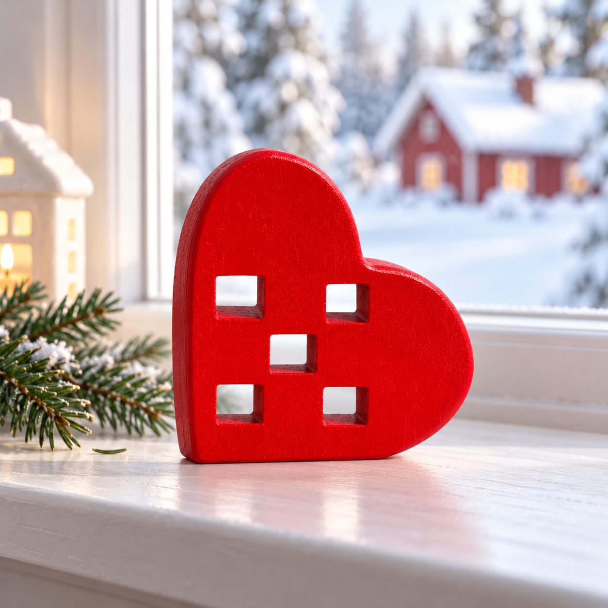 Sideways red heart on holiday table.png