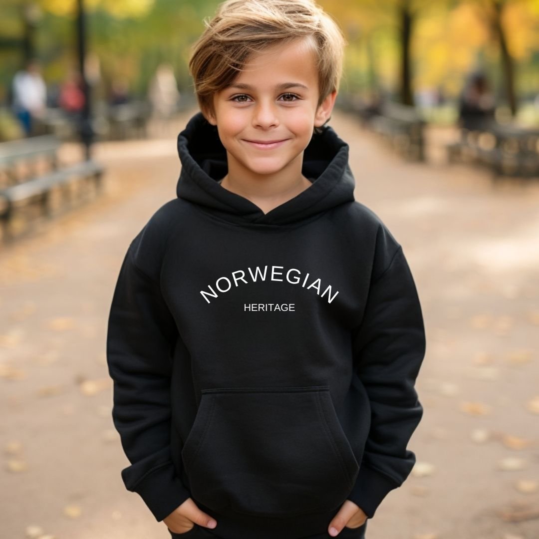 Norwegian Hoodie for Kids Unisex Scandinavian Norway Sweatshirt Gift for Family Matching Apparel Norwegian Gift Nordic Clothing for Children