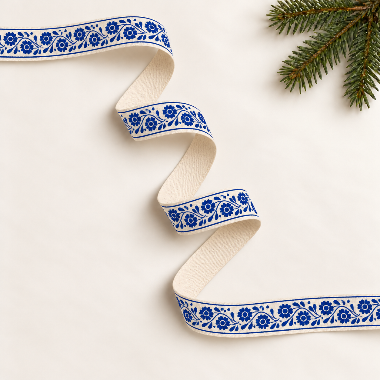 Cobalt floral cotton ribbon with evergreen-7.png