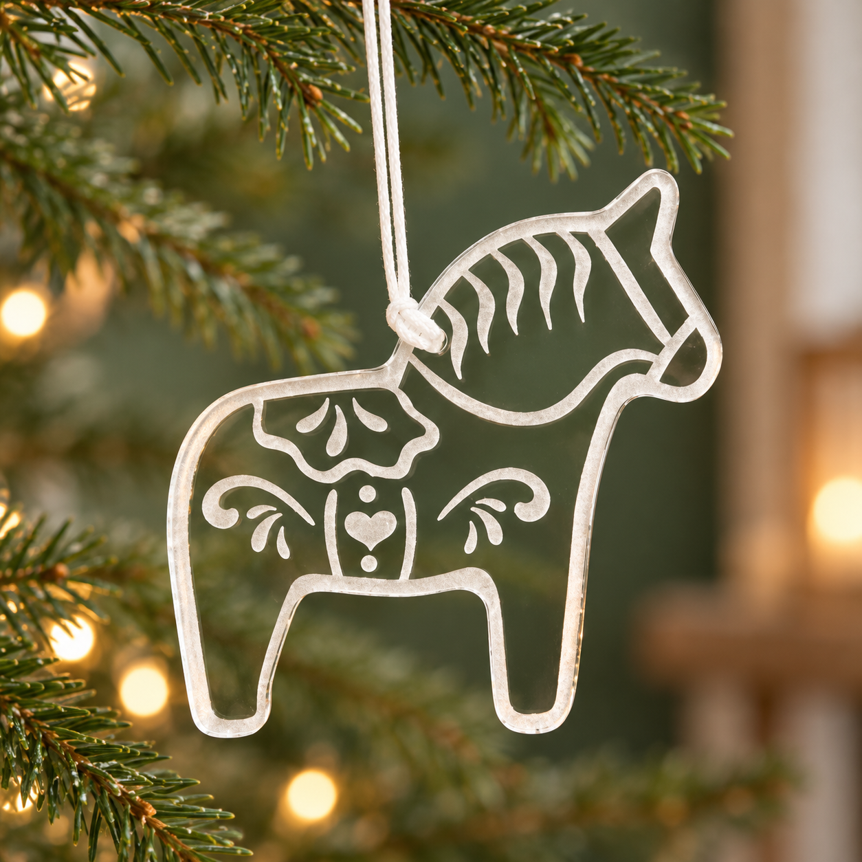 Swedish Dala Horse Laser Cut Acrylic Ornament