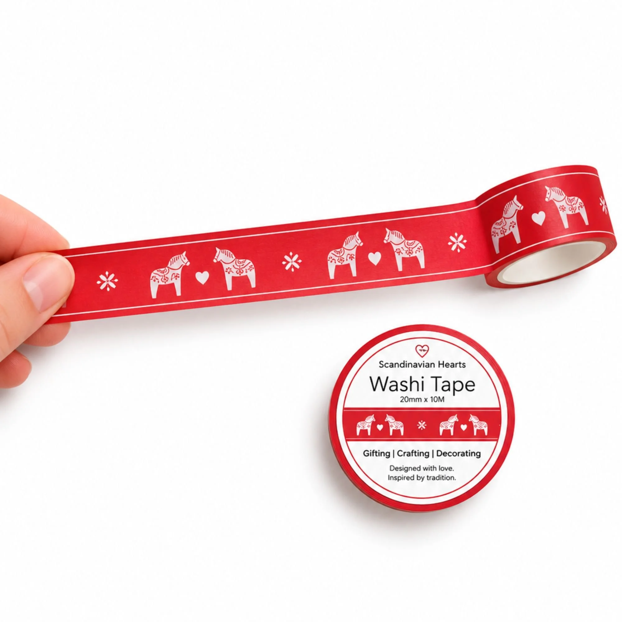 Dala Horse Red Washi Tape Holding.jpg