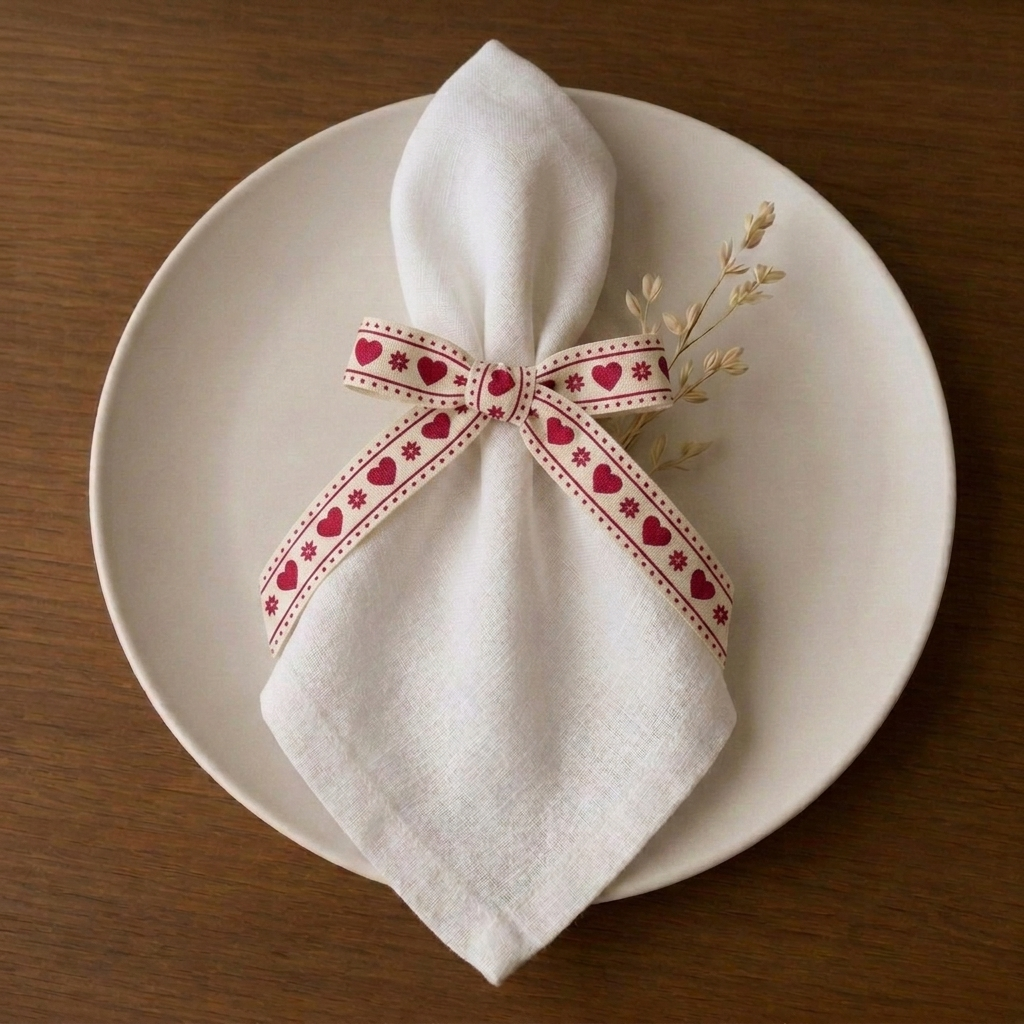 Red Heart Ribbon Napkin Decor.png